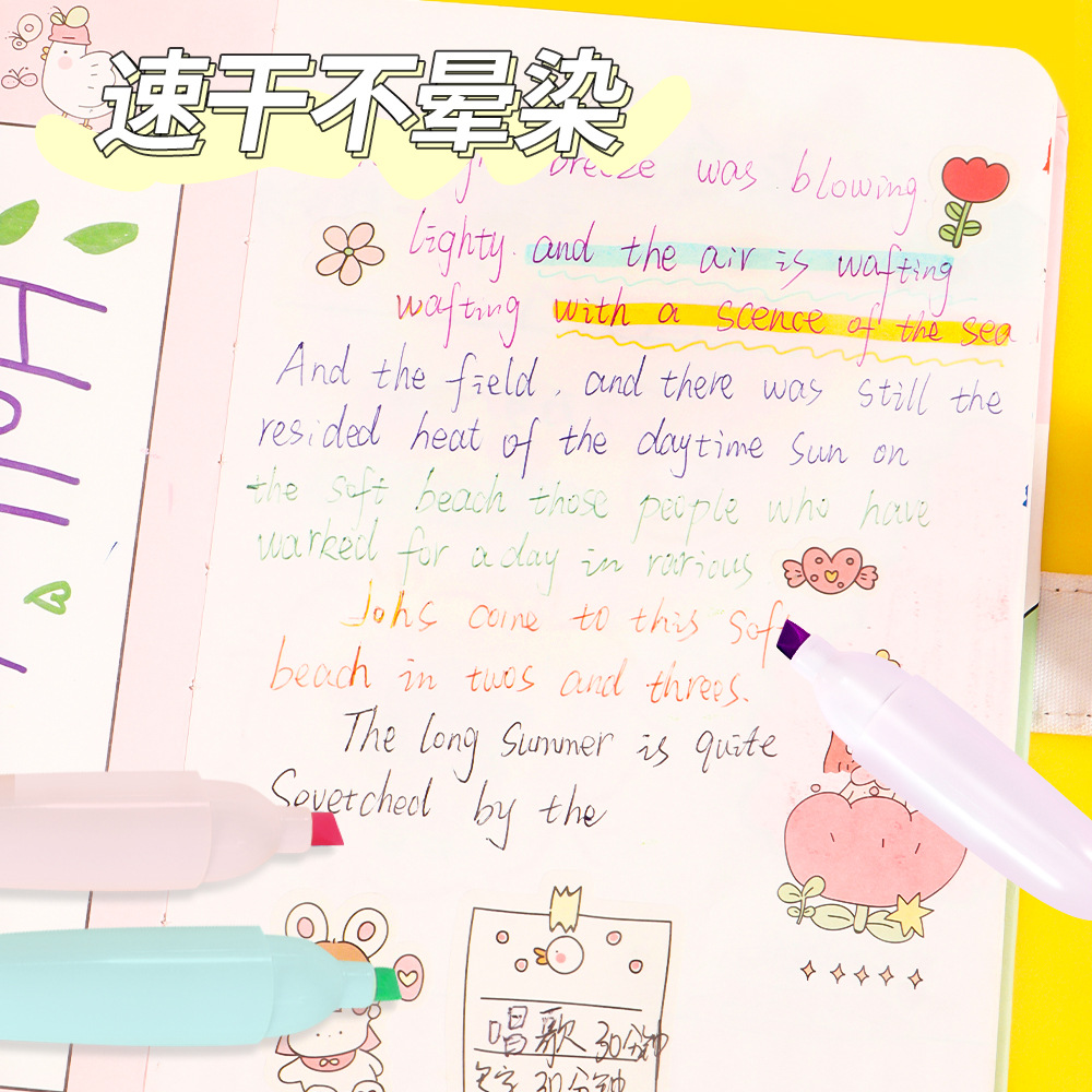 Mini cristal gato garra resaltador conjunto de dibujos animados alumno diy graffiti dibujo de línea marcado lápiz de cuenta