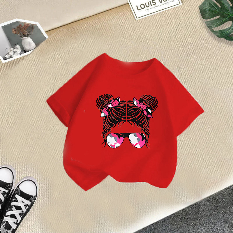 Ropa para niños transfronterizos 2024 verano nuevas camisetas de manga corta para niños y niñas tops de cuello redondo de moda bebé de media manga de algodón
