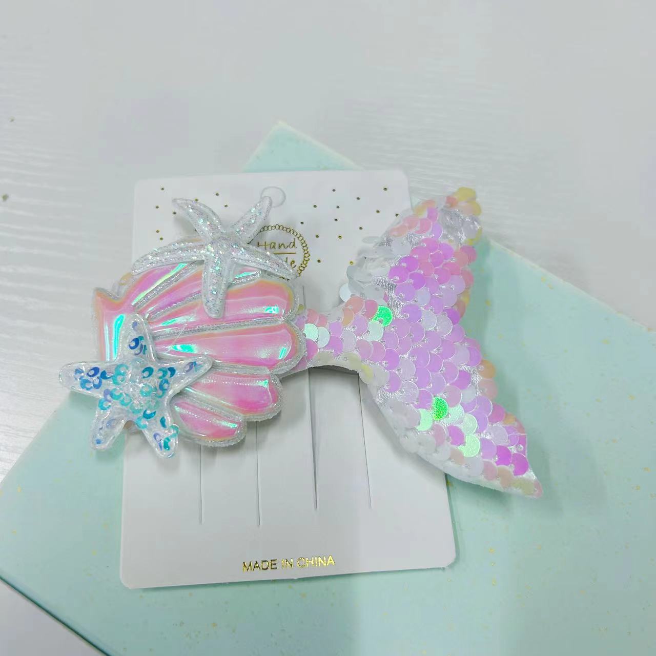 Nueva horquilla de cola de pescado lado brillante horquilla rota lentejuelas para niños show girls shell bangs clip