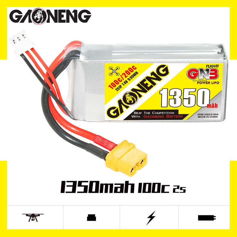 GNB High Energy 1350mAh 2S 7.4V 100C Remote Control Climbing Car Model AirCraft FPV BalanCed Charging Lithium Battery