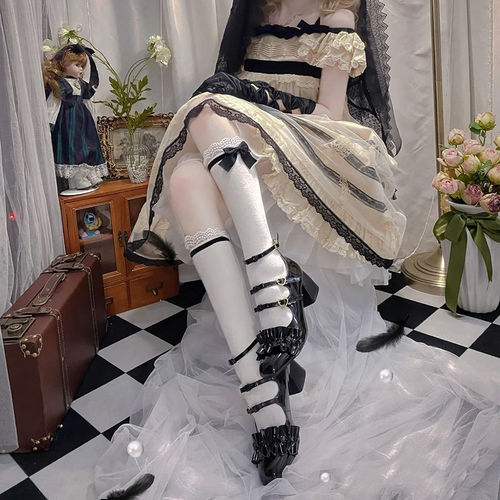 Japanese Lolita JK versatile calf soft girl socks mesh lace lace bow lolita mid-calf socks for women