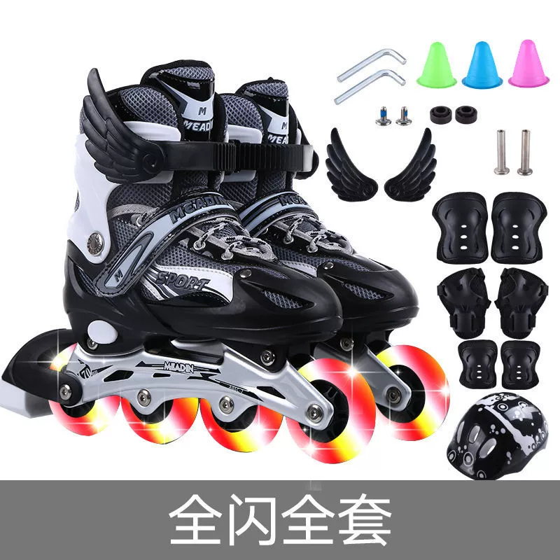 Flashing children's set, roller skates for boys, full set