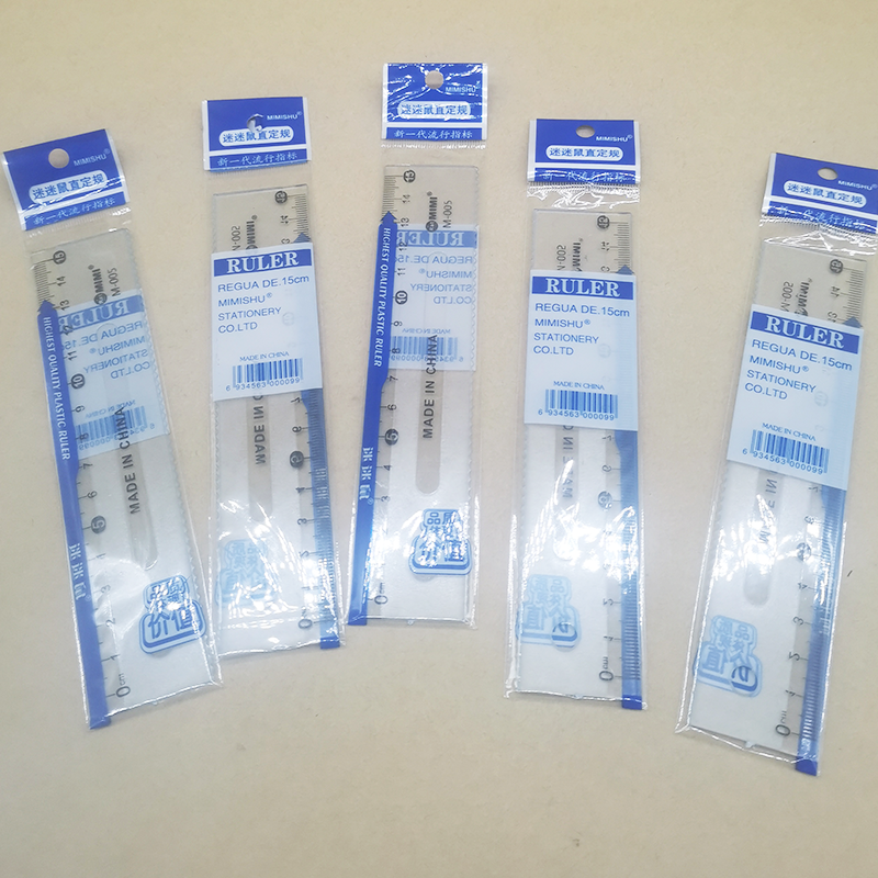 Tianjin Ruler 15cm Ruler with Waves Primary School Students First Grade Second Grade Kidsren's Ruler Transparent Ruler Plastic