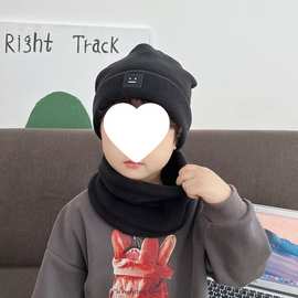 儿童帽子男童围脖两件套冬季加绒护耳帽小孩防风保暖宝宝套头帽潮