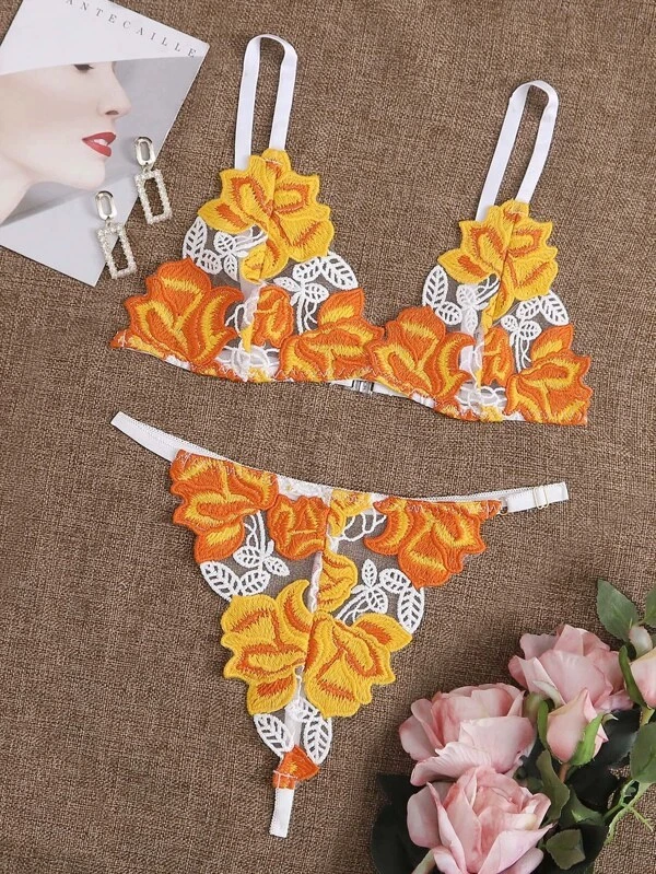(Cross-border trading), sexy underwear, retro set, European style, with embroidery, flowered