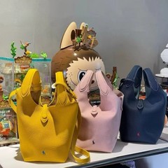 RL新款Poloplay小众老钱风菜篮子水桶包手提软牛皮大容量子母袋