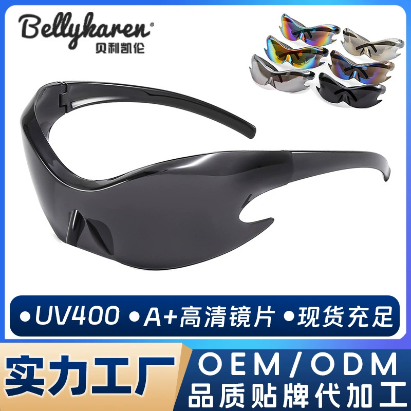 Очки-защита Bellykaren Y2K монолитные бескраевые спортивные очки, UV400 защитный солнечный велокозырёк