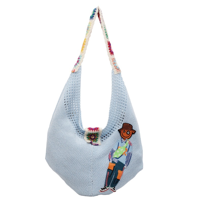 Versión coreana del bolso de nicho 2025 verano nuevo bolso femenino bolso tejido perezoso bolso de hombro casual de gran capacidad