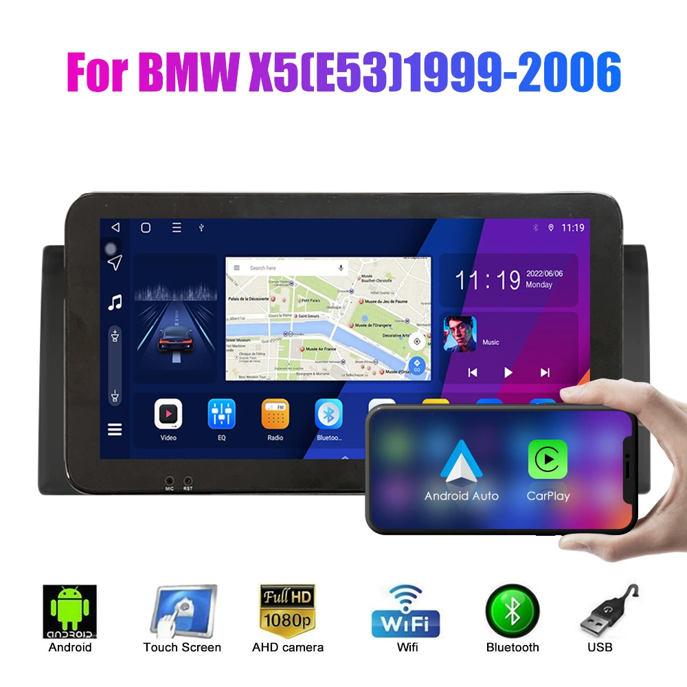 Подходит для BMW X5 E53 1999-2006 годов выпуска, навигационная система Android GPS, автомобильное устройство с функцией заднего вида.