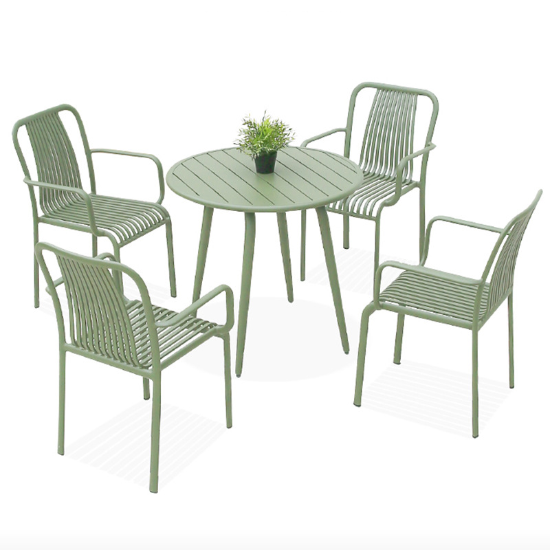 Combinación de mesa y silla al aire libre jardín al aire libre cafetería al aire libre colorido Patio de aluminio al aire libre ocio balcón pequeña mesa y silla image 5