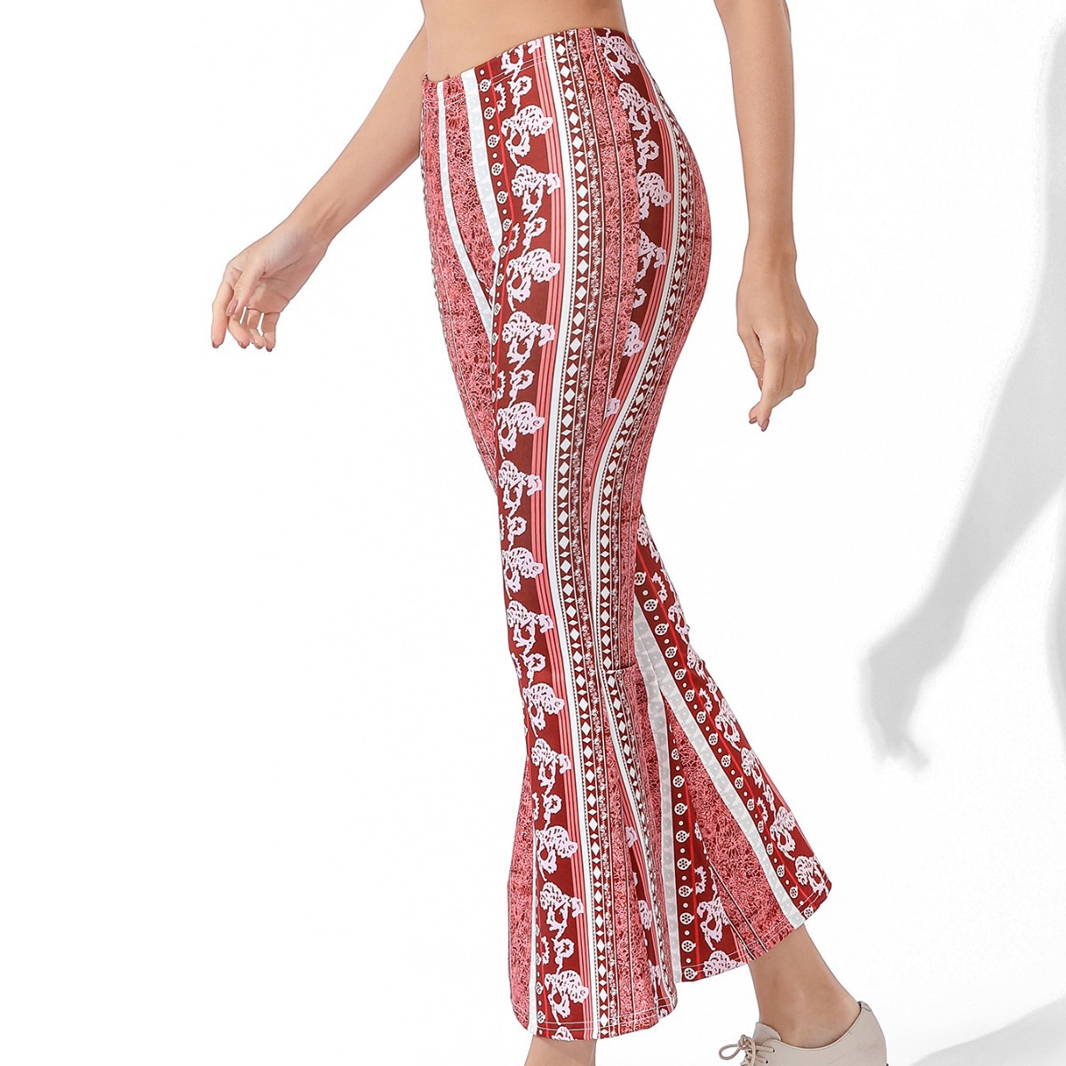 Pantaloni da yoga da donna stampa digitale elasticizzati allenamento per la danza shopping casual piccoli pantaloni da yoga freschi leggings con fondo a zampa d'elefante_voghion.com