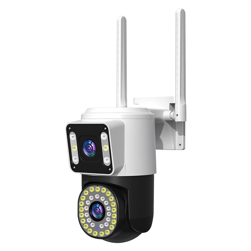 Cámara de Vigilancia de Gran Ángulo con Doble Lente WiFi de ABS e Impermeable
