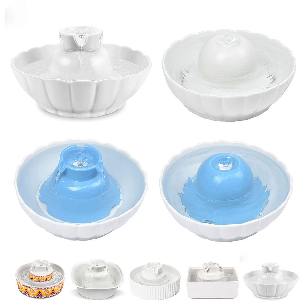 Lotus керамический питатель воды для домашних животных 2.1L Кормушка для кошек и собак Активированный уголь Питатель воды для воды автоматически циркулирует проточную воду