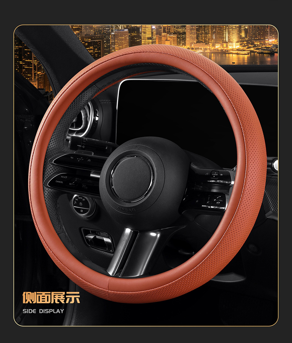 New car steering wheel cover for women, suitable for all seasons, made of leather, cute, non-slip, sweat-absorbent, breathable, cross-border wholesale