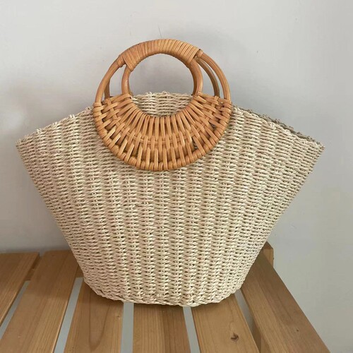  new portable straw woven bag, simple forest woven women's bag, vacation bag, versatile fashionable bag