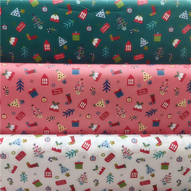 Хлопковая саржевая хлопчатобумажная ткань с принтом Рождественская елка Снеговик мультфильм милые детские пижамы ручной работы ткань для постельного белья