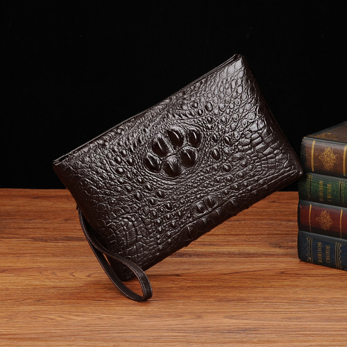 New bags men's crocodile pattern clutch bag men's bag casual fashion envelope bag clutch bag soft leather bag wallet