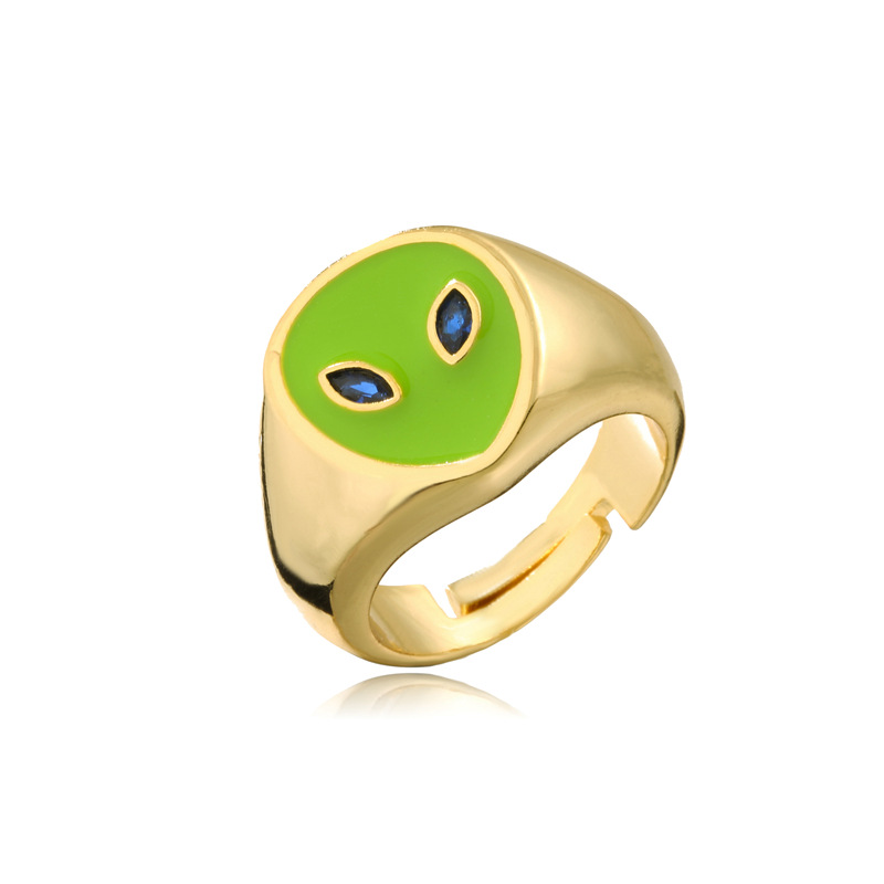 copper dripping oil alien shape open ring wholesale jewelry Nihaojewelry