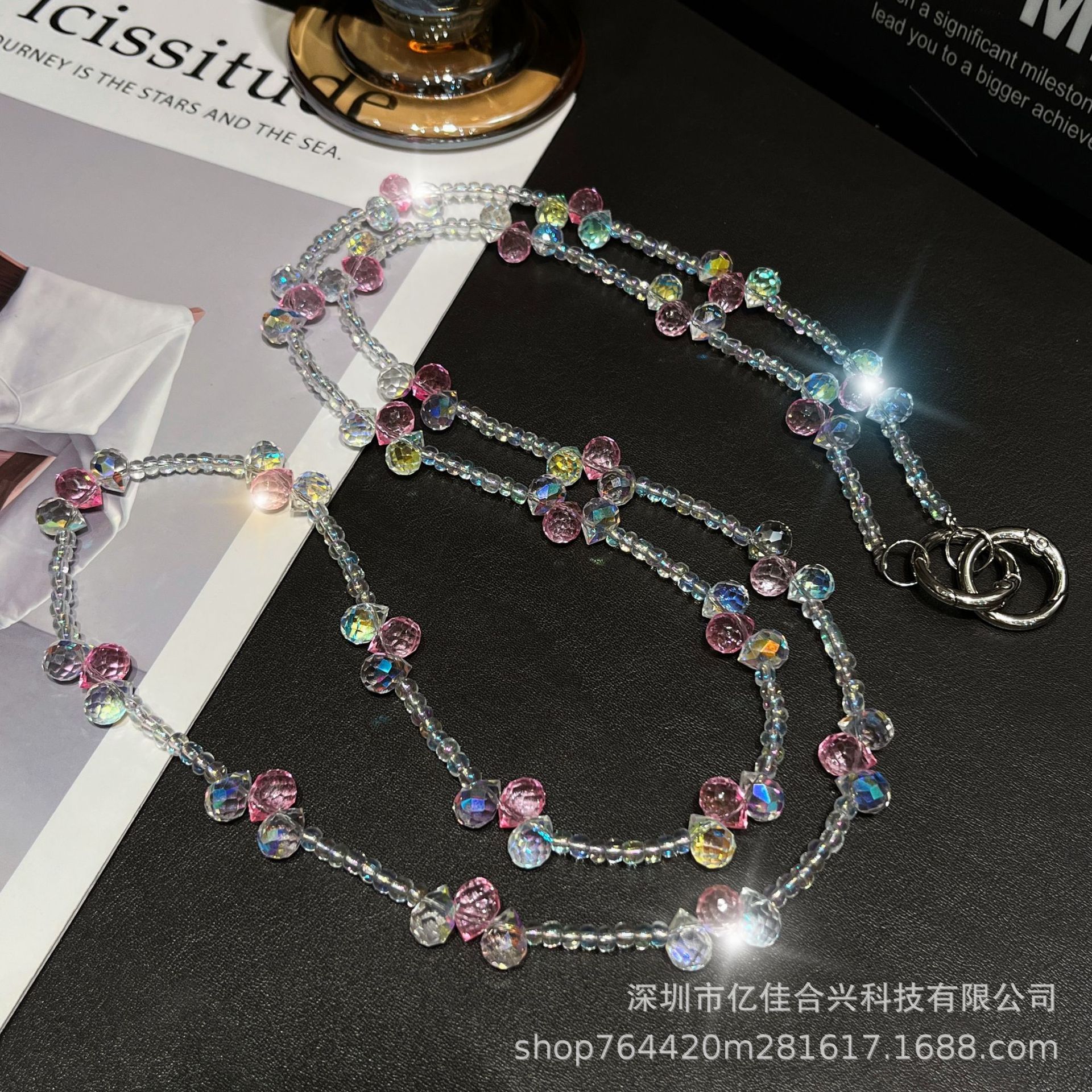 Cordón de teléfono móvil de todo fósforo, mensajero, gota de agua, cristal, cuentas creativas, cadena de teléfono móvil para mujer de alta gama, colgante de cadena