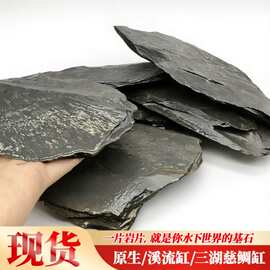 原生态溪流乌龟晒台石片薄片片岩页岩石片薄片鱼缸造景片溪流石