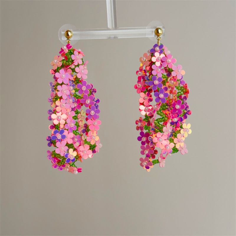 25g Weight Silver Ear Needle Material Drop Earrings Classification 1 Pair Quantity Holiday, Daily Occasion PVC Material Colorful Pattern All Seasons Season Women's Gender Sequins Design Elegant, Ethnic Style Style 1 Pair Elegant Ethnic Style Colorful Sequins PVC Drop Earrings 18