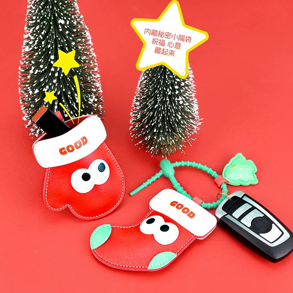 Christmas and New Year Socks and Gloves with Storage Pendant Keychain Bag Hanger - Socks/Gloves