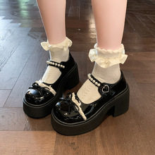 British Style Versatile Thick Heel Mary Jane Shoes for Women Summer New Thick Sole with Skirt Pearl Jk Small Leather Shoes Wholesale