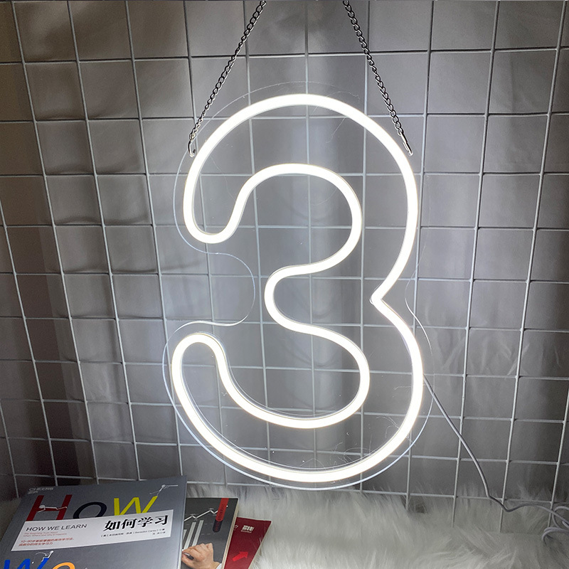 LED luminoso neón luz de modelado digital fiesta de cumpleaños decoración de lámparas de fiestas habitaciones pared LED atmósfera luz