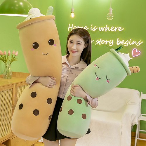 Large cute fruit milk tea cup long pillow plush toy milk tea cup shape plush toy sleeping pillow
