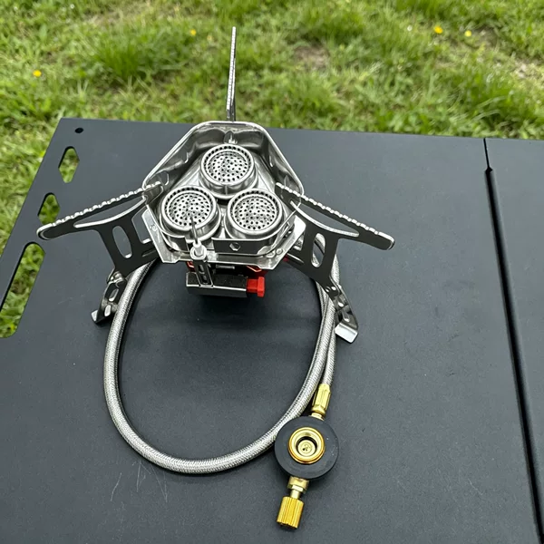 Outdoor Portable Three-Burner Windproof Stove Stainless Steel Folding Cassette Stove Camping Gas Stove Burner