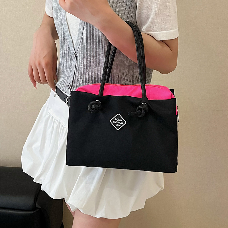 Dopamine Color-Blocking Multi-Layer Tote Bag, Stylish Solid Color Mommy Bag, Compact Mini Portable Handbag Dopamine Color-Blocking Multi-Layer Tote Bag, Stylish Solid Color Mommy Bag, Compact Mini Portable Handbag