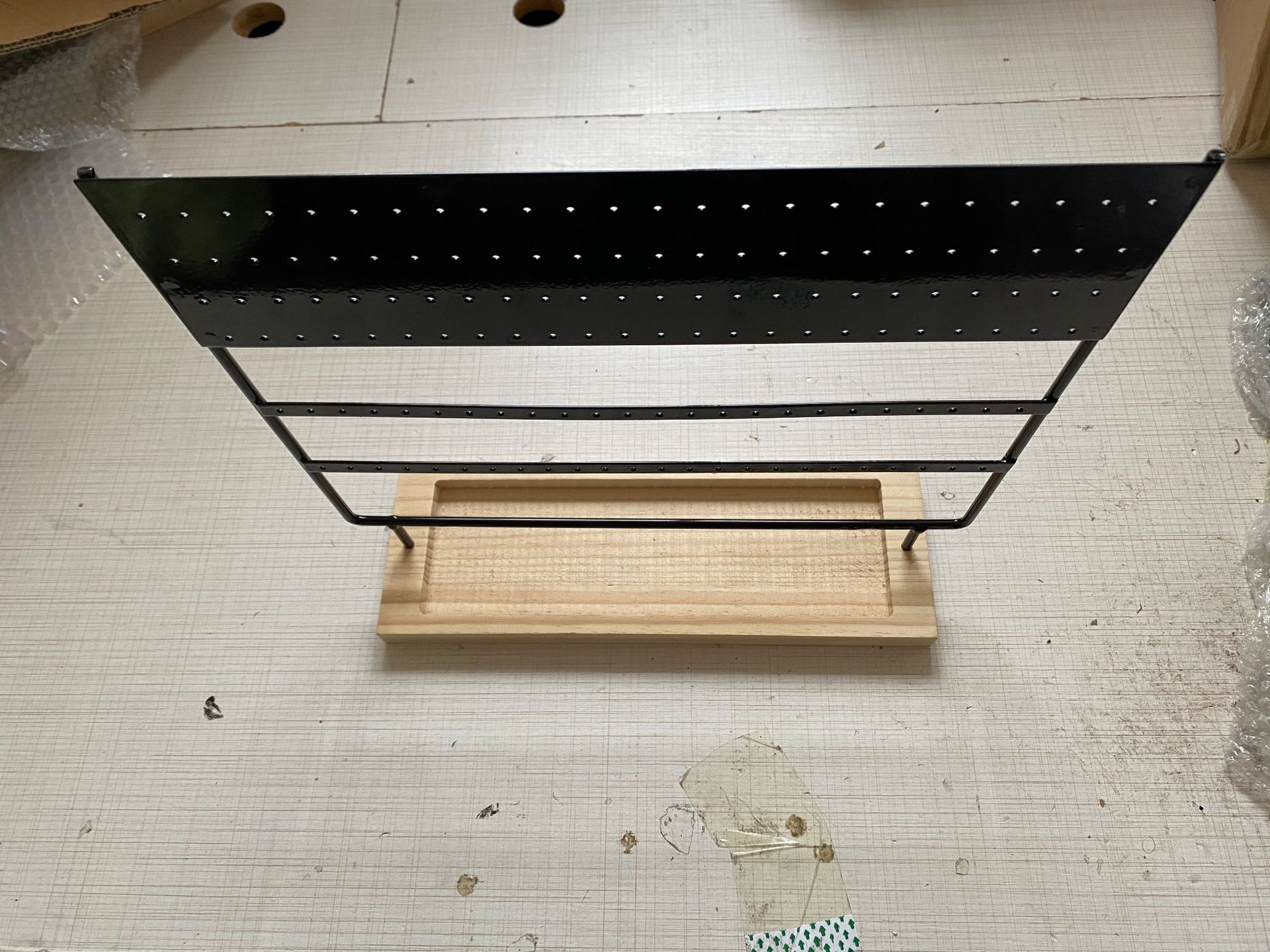 466g Weight Jewelry Rack Classification Wood, Metal Material Square Pattern Nordic Style Style Fashion Detachable Wooden Base Earring 144 Hole Display Stand 2