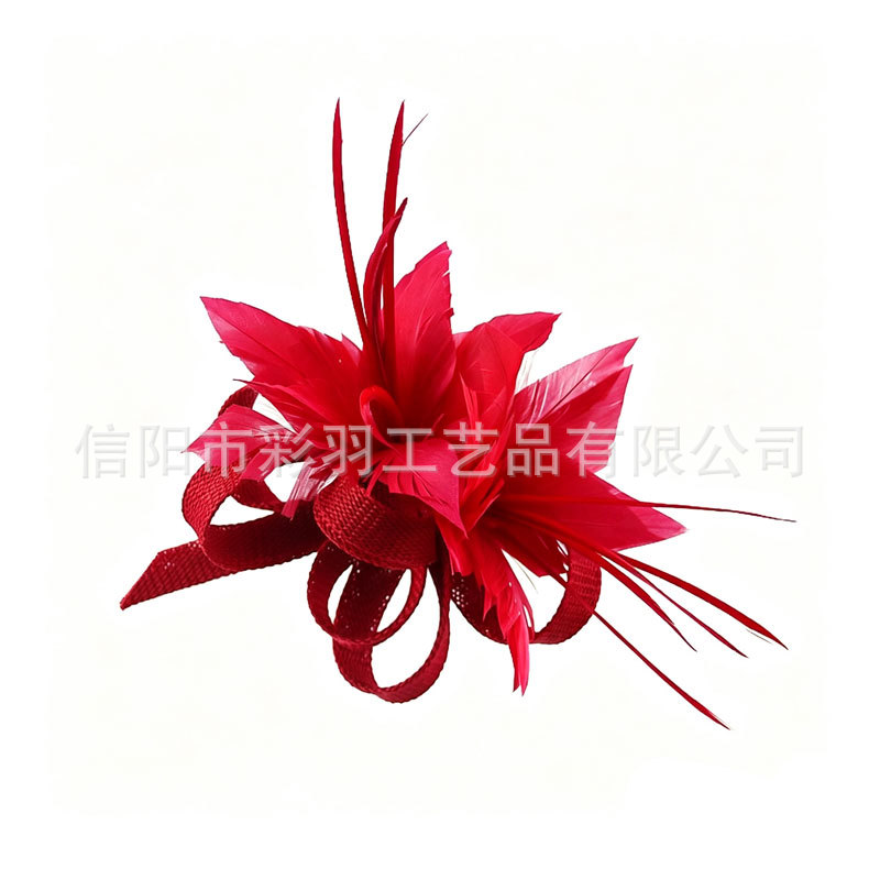 New feather headpiece for brides, party hair accessory, linen hair clip, Amazon best-selling party and ball accessory