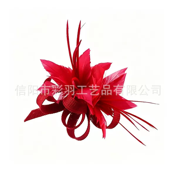 New feather headpiece for brides, party hair accessory, linen hair clip, Amazon best-selling party and ball accessory