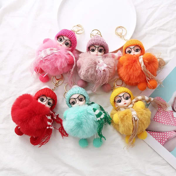 New Rex Rabbit Fur Big Eyes Cute Doll Keychain Cartoon Cute Stuffed Doll Car Keychain Bag Pendant