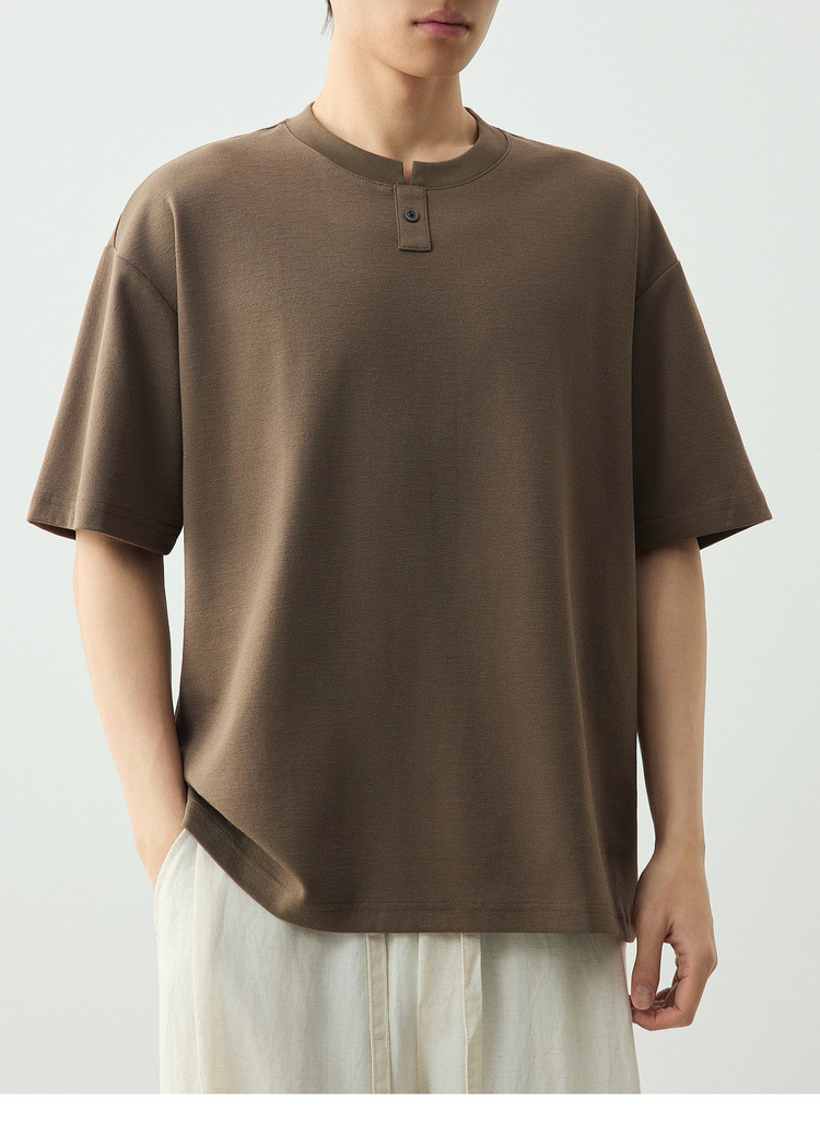 Áo thun nam ngắn tay cổ tròn chất liệu cotton pha, kiểu dáng cơ bản — đen chi tiết 30