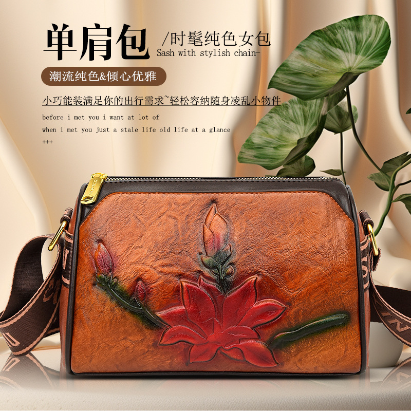 Bolso de hombro transfronterizo de mujer, esta temporada, nuevo bolso de mujer, estilo nacional, moda en relieve, bolso de madre, bolso retro.