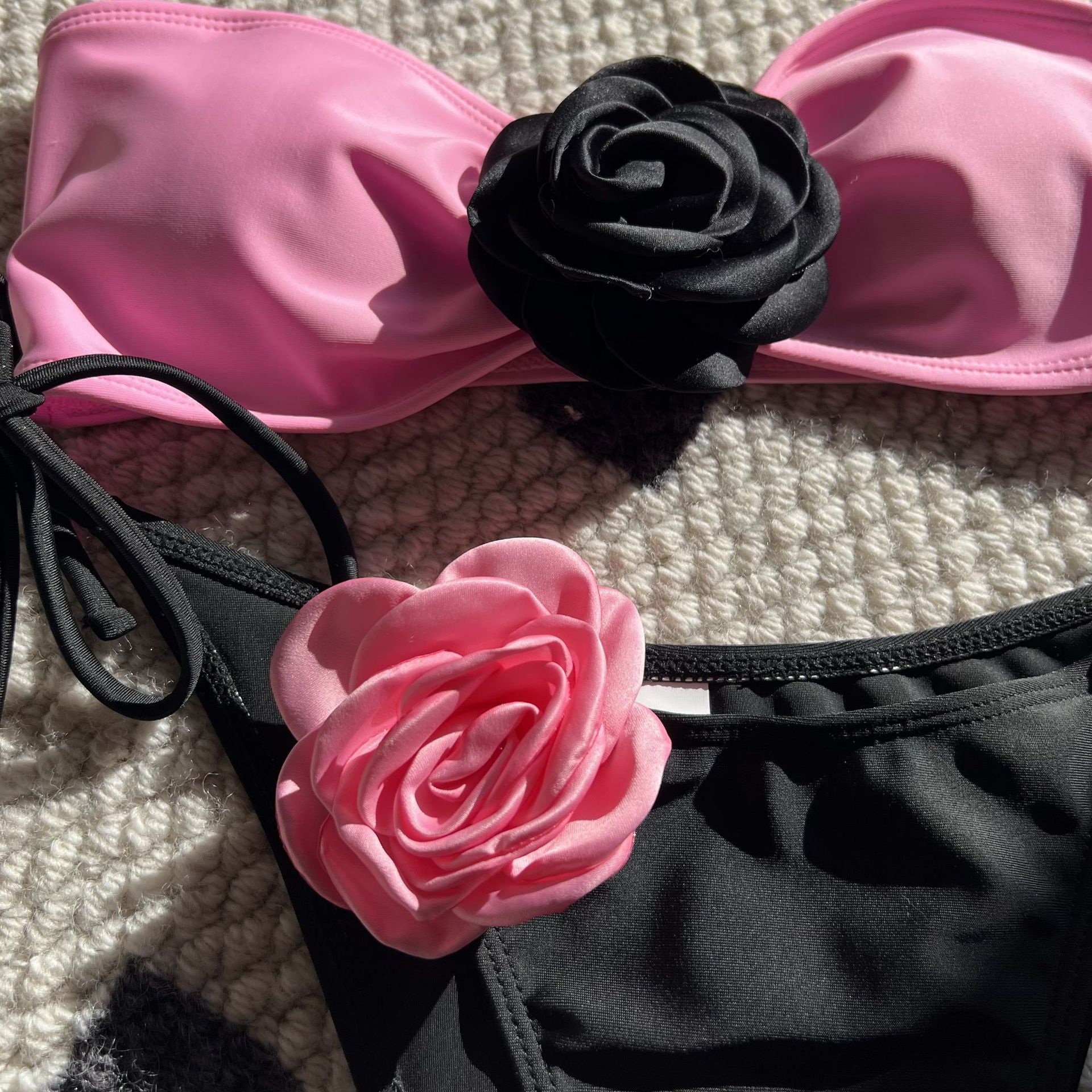 Frau Einfarbig Blume 2-Teiliges Set Bikinis Bademode display picture 9