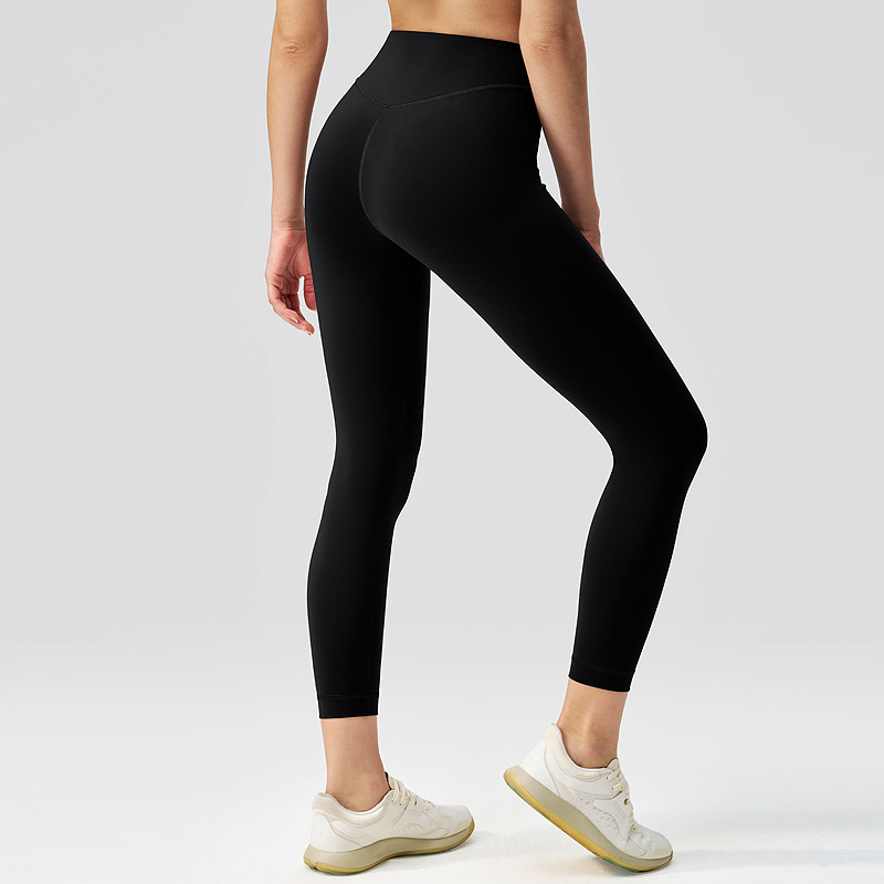 Pantalones de yoga lulu de cintura alta para mujer, glúteos elásticos, pantalones de fitness de secado rápido transpirables, entrenamiento de modelado, leggings deportivos 24"