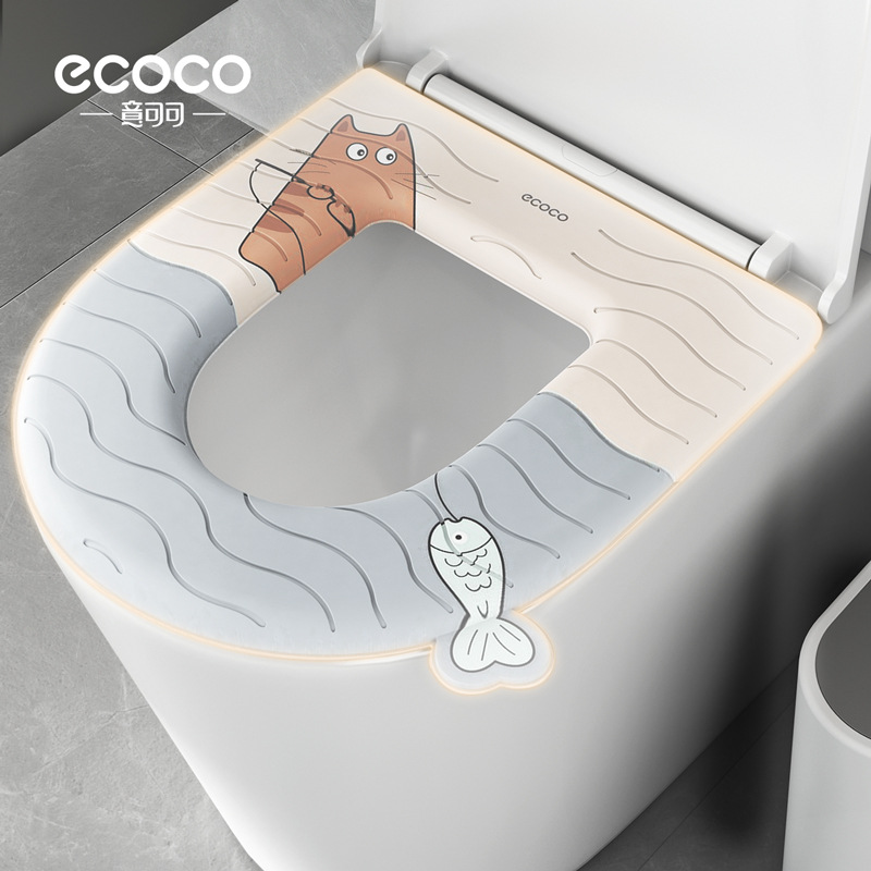 Cocoa espesa eva cojín de inodoro impermeable para el hogar con mango cuatro estaciones cojín de inodoro adhesivo universal