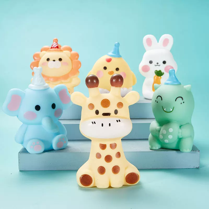 批发森林动物仿真狮子老虎大象兔子小鸡长颈鹿捏捏叫发声戏水玩具