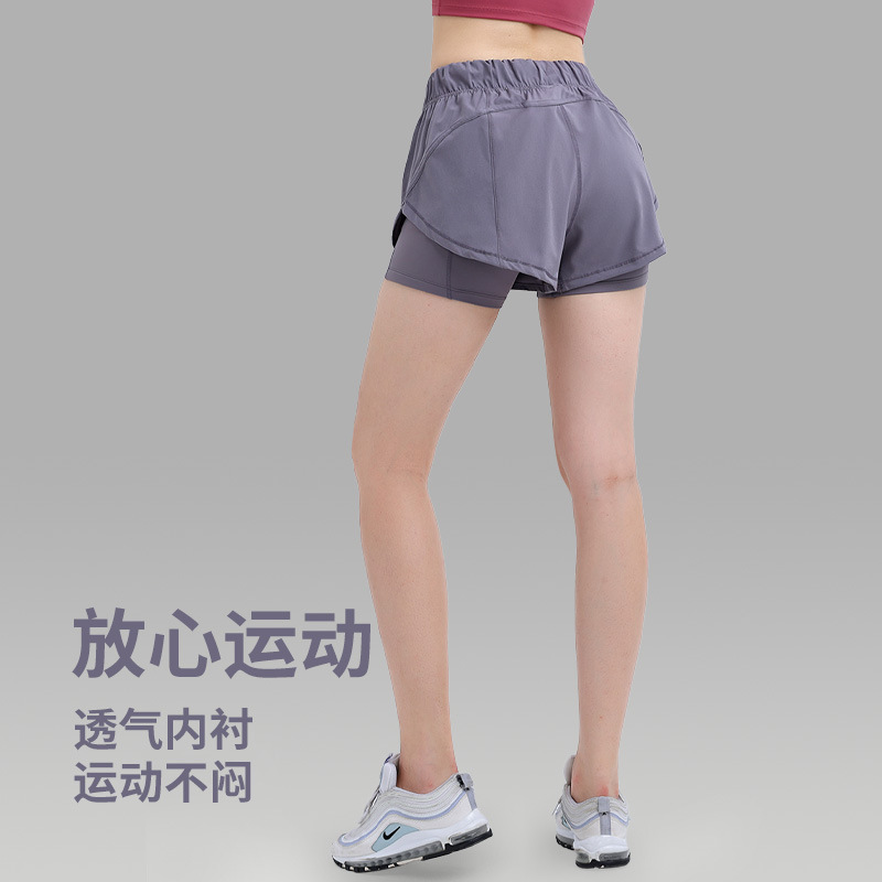 Loose Fit Anti-Exposure Three-Point Yoga Shorts Elastic Running Fitness Pants Lightweight Breathable Sports Hot Pants for Women Summer