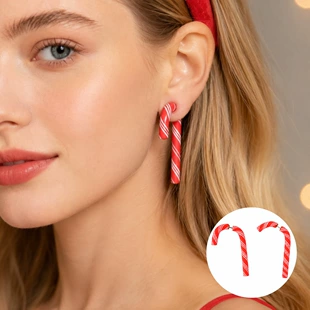Серьги-леденцы красные и белые 5 5 см