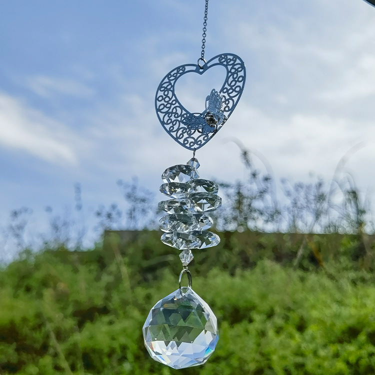 Atrapasol de Cristal Transparente con Forma de Corazón y Mariposa, Colgante de Bola de Cristal para Iluminación, Proveedor de Amazon