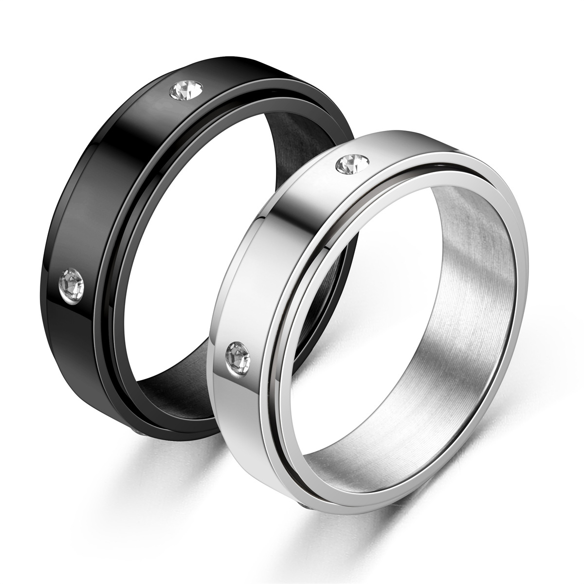 Party, Street Occasion Retro Classic Style Solid Color 304 Stainless Steel Plating Men's Anxiety Ring Men Signet Rings