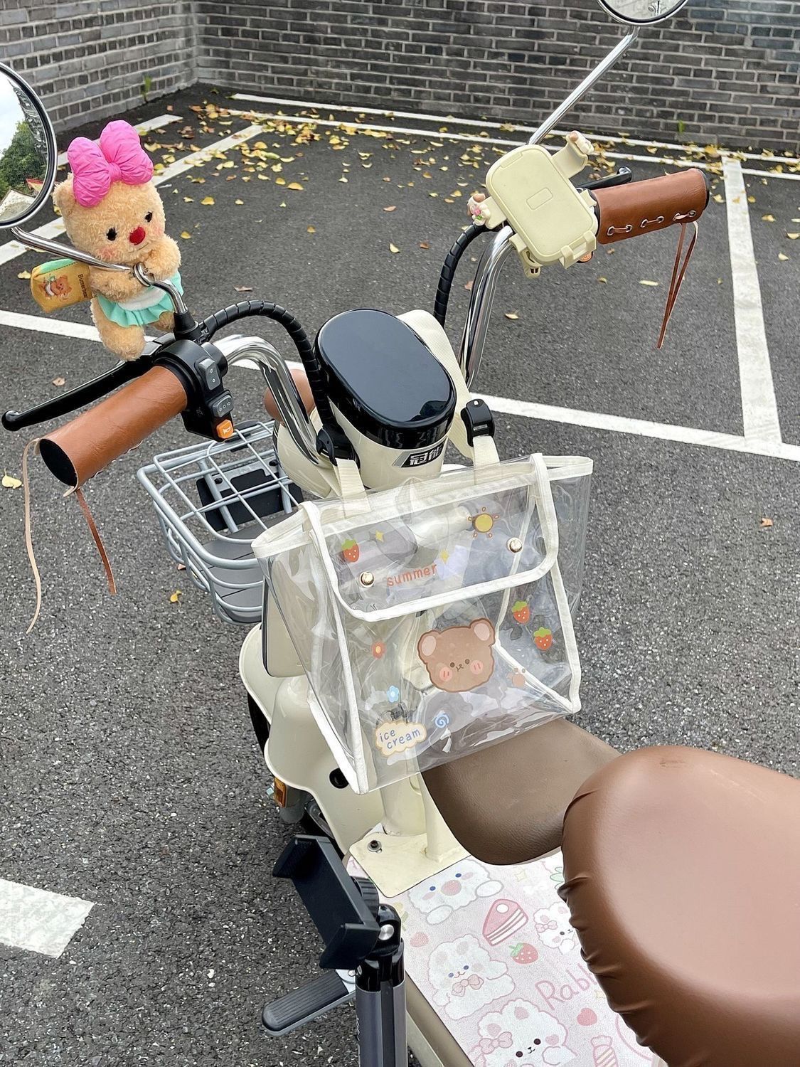 Electric scooter charger rain cover, transparent hanging bag, universal front-mounted storage bag for electric bikes, bicycles, and mobile phones