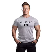 Внешняя торговля печать фитнес мужская дышащая спортивная футболка модная мужская стройная летняя бодибилдинг с короткими рукавами