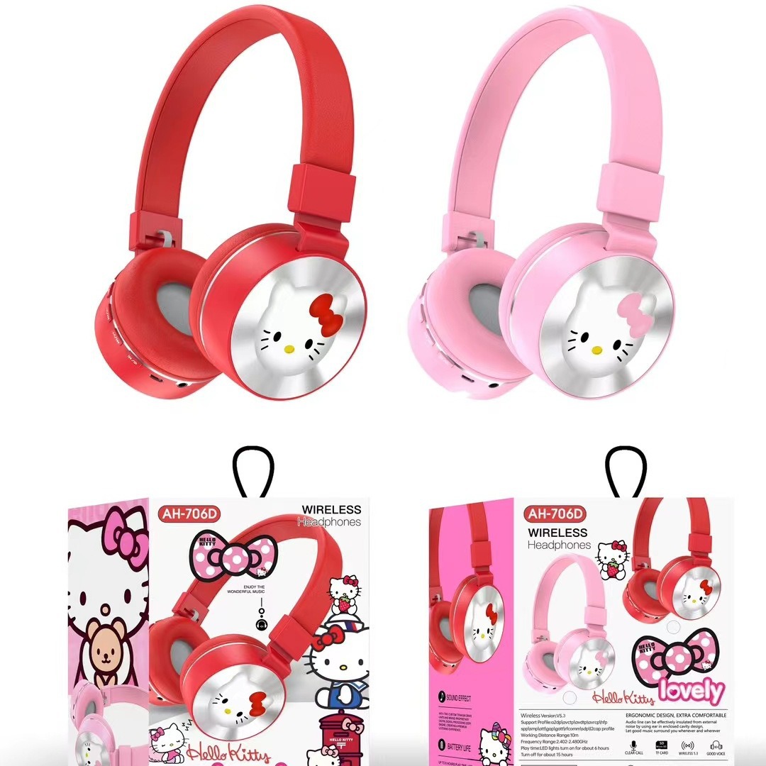 Comercio exterior nuevo AH-706D auriculares Bluetooth dibujos animados productos explosivos auriculares inalámbricos estéreo montados en la cabeza fábrica al por mayor