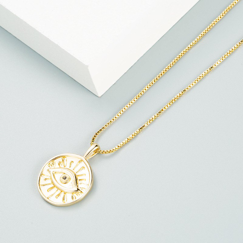 simple round demon eye pendant copper necklace