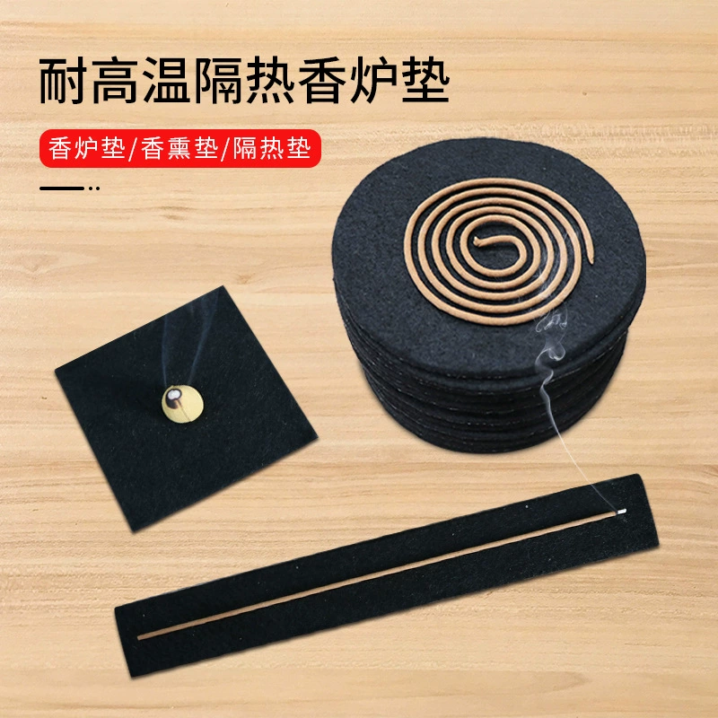 Трансграничная огнестойкая хлопковая коврик для курильницы, черная алюминиевая фольга, устойчивая к высоким температурам, огнестойкий хлопок, круглый квадратный изоляционный коврик для курильницы на заказ